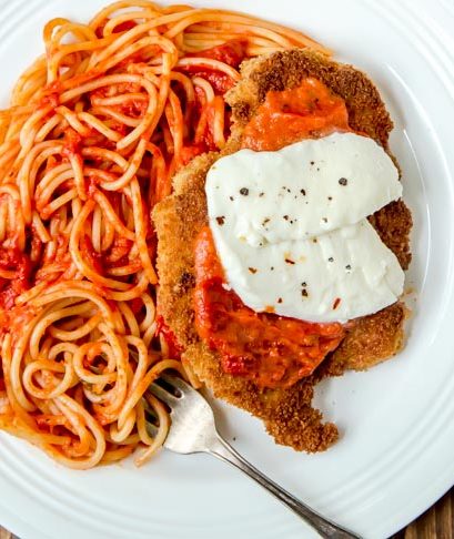 Romantic yet easy Chicken Parm for two @dessertfortwo